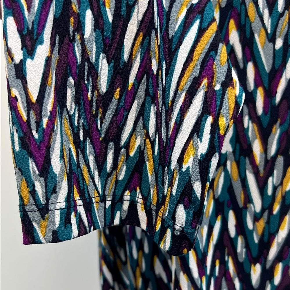 Susan Graver Chic Colorful Abstract Long Sleeve Top Purple Teal Yellow XL - Picture 8 of 13